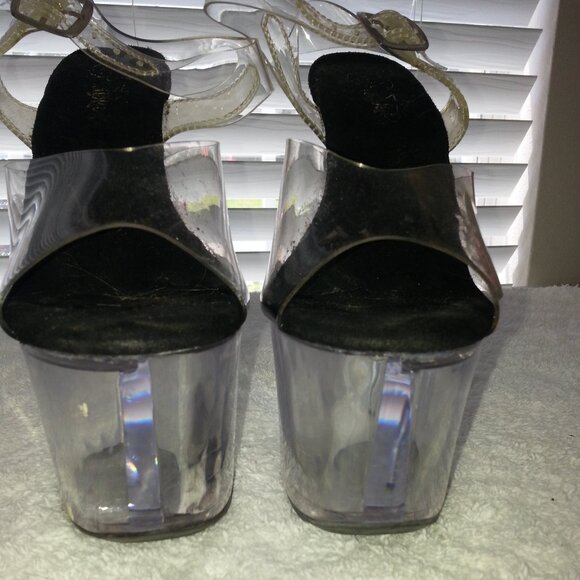 Pleaser Clear Platform Dancer High Heels Used - Picture 5 of 7